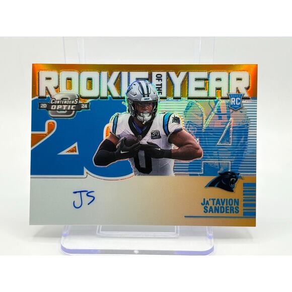 2024 Contenders Optic Ja’Tavion Sanders Orange Rookie Of The Year Auto 48/50 SP - Picture 1 of 2